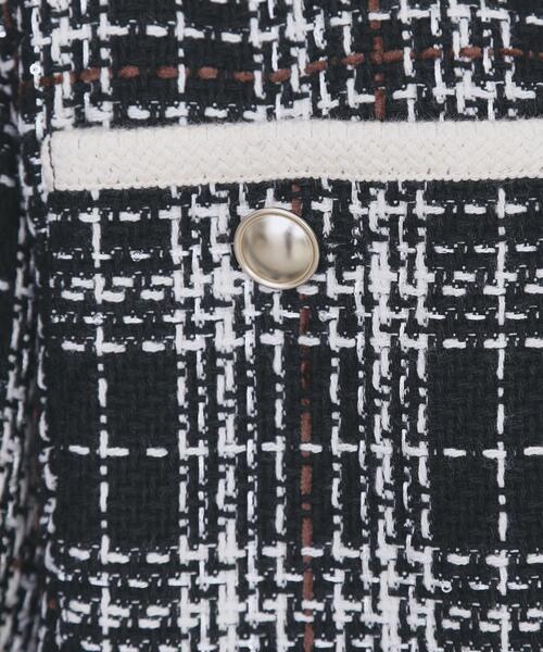 チェックツイードジャケットコート/セットアップ対応【洗える】（ノー