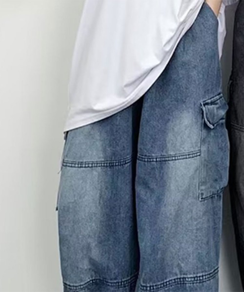 SallyLunn(サリーラン)の「ルーズデニムカーゴパンツ(デニムパンツ・メンズ・ブラック/ブルー・M/L)」の7枚目の写真