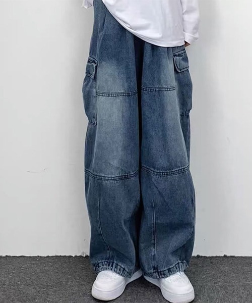SallyLunn(サリーラン)の「ルーズデニムカーゴパンツ(デニムパンツ・メンズ・ブラック/ブルー・M/L)」の8枚目の写真