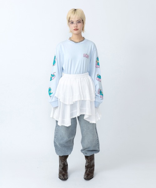 PUNYUS(プニュズ)の「ベアスリーブプリントロンT(Tシャツ/カットソー・レディース・ホワイト/イエロー/サックスブルー・1/5/4/3/2)」の8枚目の写真