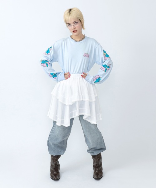 PUNYUS(プニュズ)の「ベアスリーブプリントロンT(Tシャツ/カットソー・レディース・ホワイト/イエロー/サックスブルー・1/5/4/3/2)」の9枚目の写真