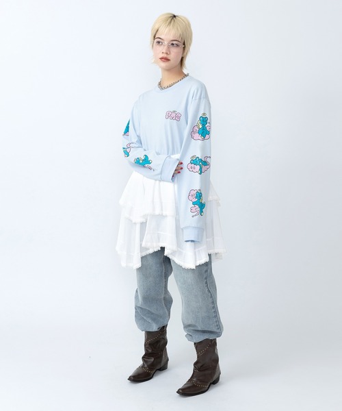 PUNYUS(プニュズ)の「ベアスリーブプリントロンT(Tシャツ/カットソー・レディース・ホワイト/イエロー/サックスブルー・1/5/4/3/2)」の10枚目の写真