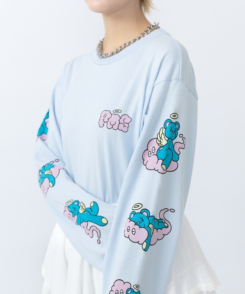 PUNYUS(プニュズ)の「ベアスリーブプリントロンT(Tシャツ/カットソー・レディース・ホワイト/イエロー/サックスブルー・1/5/4/3/2)」の12枚目の写真