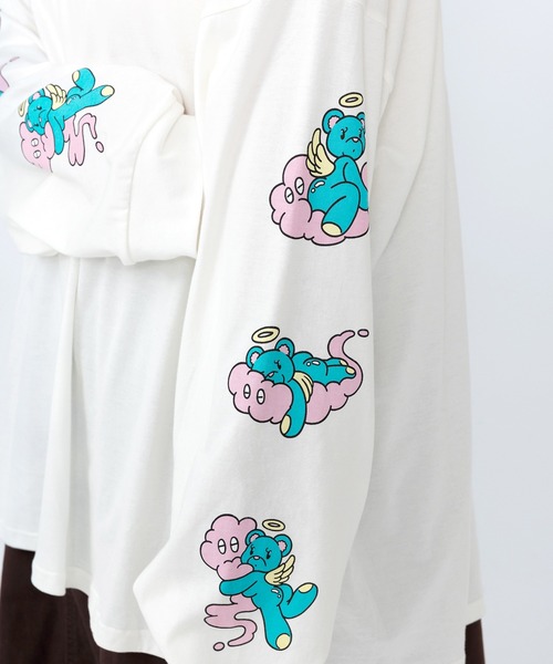 PUNYUS(プニュズ)の「ベアスリーブプリントロンT(Tシャツ/カットソー・レディース・ホワイト/イエロー/サックスブルー・1/5/4/3/2)」の17枚目の写真