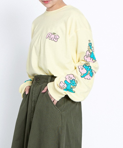 PUNYUS(プニュズ)の「ベアスリーブプリントロンT(Tシャツ/カットソー・レディース・ホワイト/イエロー/サックスブルー・1/5/4/3/2)」の5枚目の写真