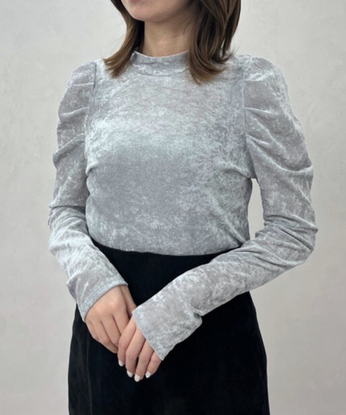 31 Sons de mode(トランテアン ソン ドゥ モード)の「2025秋冬新作 ベロア起毛シアートップス(Tシャツ/カットソー・レディース・ブラック/グレー/オフホワイト・フリ-)」の21枚目の写真