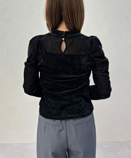 31 Sons de mode(トランテアン ソン ドゥ モード)の「2025秋冬新作 ベロア起毛シアートップス(Tシャツ/カットソー・レディース・ブラック/グレー/オフホワイト・フリ-)」の14枚目の写真