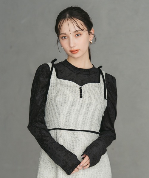 31 Sons de mode(トランテアン ソン ドゥ モード)の「2025秋冬新作 ベロア起毛シアートップス(Tシャツ/カットソー・レディース・ブラック/グレー/オフホワイト・フリ-)」の22枚目の写真