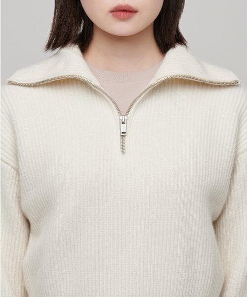 MUSINSA STANDARD WOMAN（ムシンサスタンダードウーマン）の「ウィメンズラムウールリブニットハーフジップ[アイボリー]（ニット/セーター・レディース・その他・MEDIUM/LARGE/SMALL/X-SMALL）」の3枚目の写真