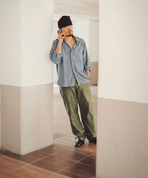 OUTSTANDING(アウトスタンディング)の「BACK SATIN FATIGUE PANTS(STRAIGHT FIT)_OLIVE GREEN(その他パンツ・メンズ・その他・SMALL/MEDIUM/LARGE)」の2枚目の写真