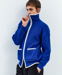 TRIP LE SENS（トリップ ル センス）の「ツーウェイコンビネーションウールジップアップニット_ブルー（カーディガン/ボレロ）」