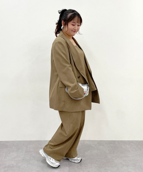 CHIC STYLE（シックスタイル）の「【セットアップ対応】ダブルテーラードジャケット＜大きいサイズ有＞シックスタイル（テーラードジャケット・レディース・モカ/ブラック・M/L/LL/3L/4L/5L）」の14枚目の写真