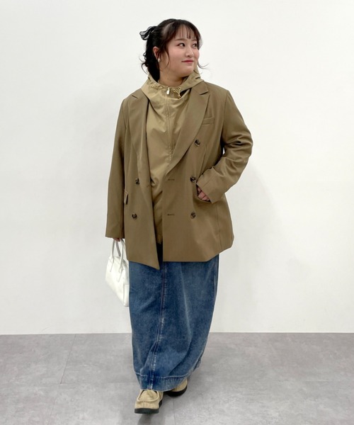 CHIC STYLE（シックスタイル）の「【セットアップ対応】ダブルテーラードジャケット＜大きいサイズ有＞シックスタイル（テーラードジャケット・レディース・モカ/ブラック・M/L/LL/3L/4L/5L）」の17枚目の写真