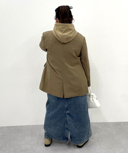 CHIC STYLE（シックスタイル）の「【セットアップ対応】ダブルテーラードジャケット＜大きいサイズ有＞シックスタイル（テーラードジャケット・レディース・モカ/ブラック・M/L/LL/3L/4L/5L）」の18枚目の写真