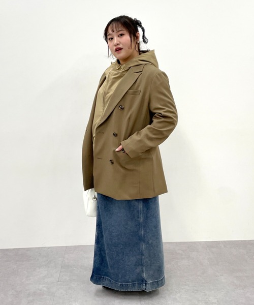 CHIC STYLE（シックスタイル）の「【セットアップ対応】ダブルテーラードジャケット＜大きいサイズ有＞シックスタイル（テーラードジャケット・レディース・モカ/ブラック・M/L/LL/3L/4L/5L）」の19枚目の写真