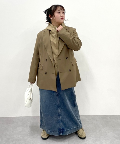 CHIC STYLE（シックスタイル）の「【セットアップ対応】ダブルテーラードジャケット＜大きいサイズ有＞シックスタイル（テーラードジャケット・レディース・モカ/ブラック・M/L/LL/3L/4L/5L）」の21枚目の写真