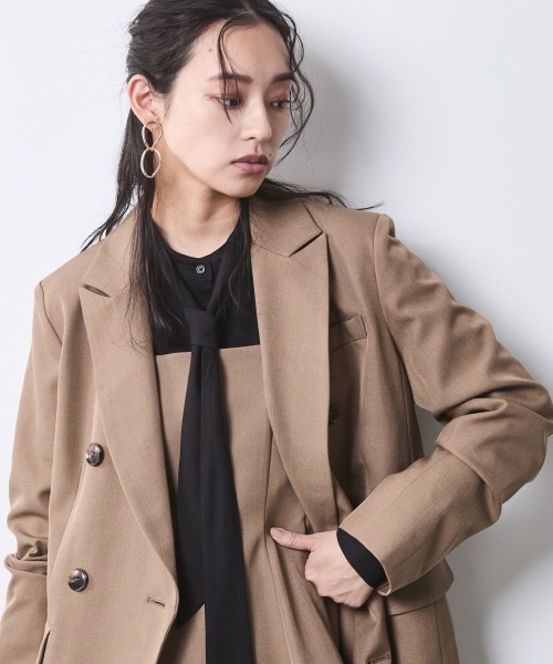 セットアップ対応】ダブルテーラードジャケット＜大きいサイズ有