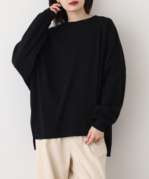 OMNES（オムネス）の「リブワイドシルエット長袖プルオーバー（Tシャツ/カットソー・レディース・ブルー/アイボリー/ブラック・FREE）」の3枚目の写真