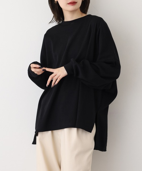 OMNES（オムネス）の「リブワイドシルエット長袖プルオーバー（Tシャツ/カットソー・レディース・ブルー/アイボリー/ブラック・FREE）」の10枚目の写真
