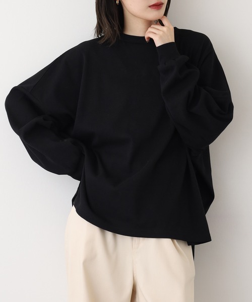 OMNES（オムネス）の「リブワイドシルエット長袖プルオーバー（Tシャツ/カットソー・レディース・ブルー/アイボリー/ブラック・FREE）」の8枚目の写真