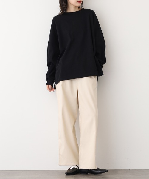 OMNES（オムネス）の「リブワイドシルエット長袖プルオーバー（Tシャツ/カットソー・レディース・ブルー/アイボリー/ブラック・FREE）」の11枚目の写真