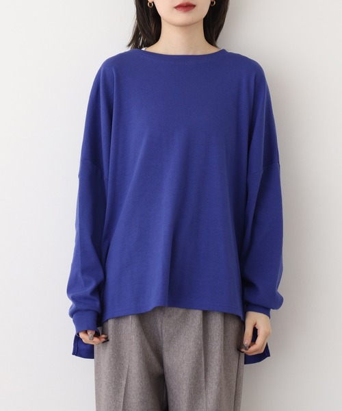OMNES（オムネス）の「リブワイドシルエット長袖プルオーバー（Tシャツ/カットソー・レディース・ブルー/アイボリー/ブラック・FREE）」の16枚目の写真