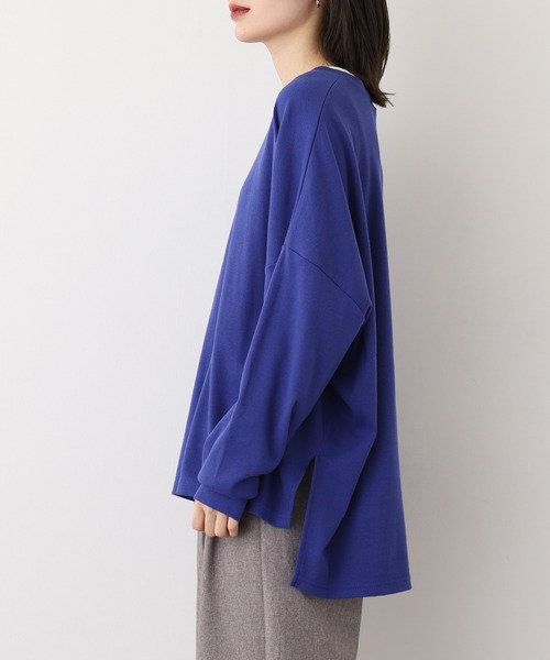 OMNES（オムネス）の「リブワイドシルエット長袖プルオーバー（Tシャツ/カットソー・レディース・ブルー/アイボリー/ブラック・FREE）」の17枚目の写真