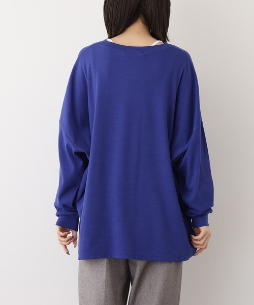 OMNES（オムネス）の「リブワイドシルエット長袖プルオーバー（Tシャツ/カットソー・レディース・ブルー/アイボリー/ブラック・FREE）」の18枚目の写真