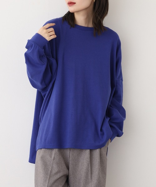 OMNES（オムネス）の「リブワイドシルエット長袖プルオーバー（Tシャツ/カットソー・レディース・ブルー/アイボリー/ブラック・FREE）」の13枚目の写真