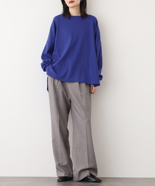OMNES（オムネス）の「リブワイドシルエット長袖プルオーバー（Tシャツ/カットソー・レディース・ブルー/アイボリー/ブラック・FREE）」の15枚目の写真