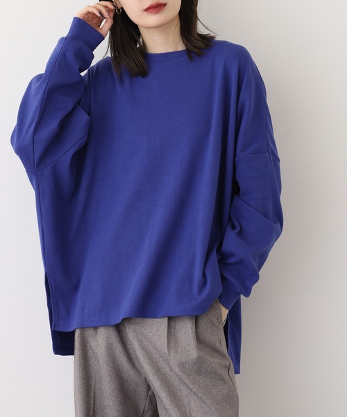 OMNES（オムネス）の「リブワイドシルエット長袖プルオーバー（Tシャツ/カットソー・レディース・ブルー/アイボリー/ブラック・FREE）」の14枚目の写真