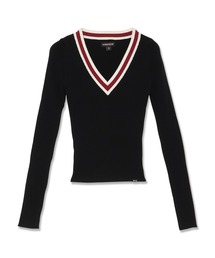 GUESS JEANS（ゲスジーンズ）の「GUESS JEANS Long Sleeves V-neck Rib Sweater ニットトップス（ニット/セーター）」
