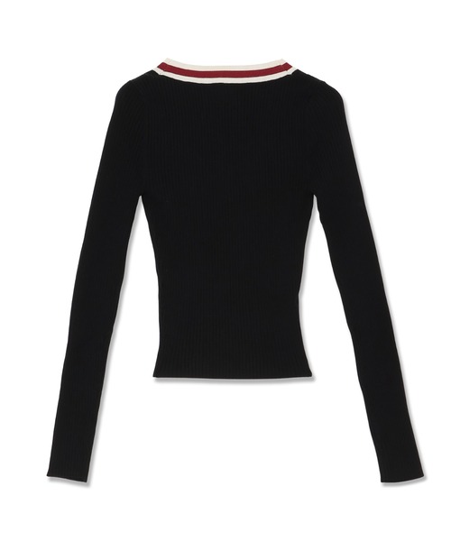 GUESS JEANS（ゲスジーンズ）の「GUESS JEANS Long Sleeves V-neck Rib Sweater ニットトップス（ニット/セーター・レディース・ブラック/ネイビー・SMALL/X-SMALL/MEDIUM/LARGE）」の13枚目の写真