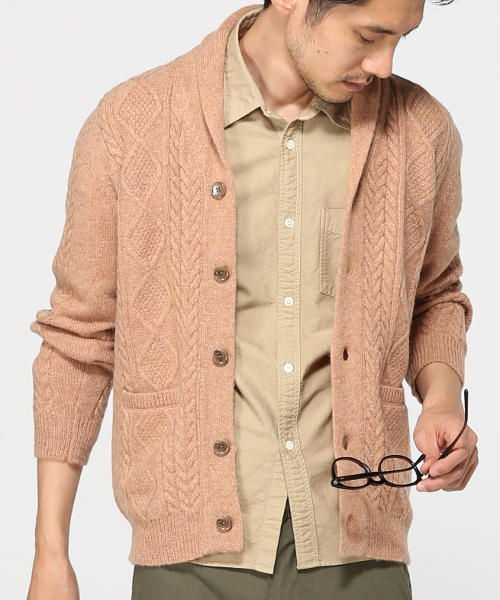 JOURNAL STANDARD（ジャーナルスタンダード）の「シェットランドケーブルショールカーディガン#（カーディガン/ボレロ・メンズ・アイボリー/キャメル/グリーン/コバルトブルー/チャコールグレー・LARGE/MEDIUM）」の5枚目の写真