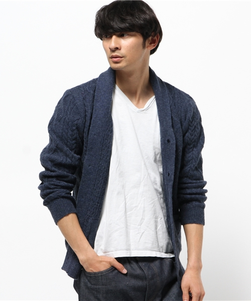 JOURNAL STANDARD（ジャーナルスタンダード）の「シェットランドケーブルショールカーディガン#（カーディガン/ボレロ・メンズ・アイボリー/キャメル/グリーン/コバルトブルー/チャコールグレー・LARGE/MEDIUM）」の17枚目の写真