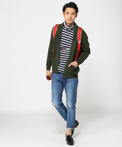 JOURNAL STANDARD（ジャーナルスタンダード）の「シェットランドケーブルショールカーディガン#（カーディガン/ボレロ・メンズ・アイボリー/キャメル/グリーン/コバルトブルー/チャコールグレー・LARGE/MEDIUM）」の9枚目の写真