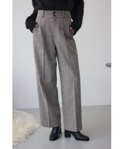AZUL by moussy(アズールバイマウジー)の「ヘリンボーンワイドパンツ(スラックス・レディース・ブラック系その他/ブラウン系その他・SMALL/MEDIUM)」の1枚目の写真