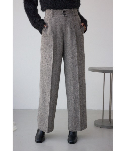 AZUL by moussy(アズールバイマウジー)の「ヘリンボーンワイドパンツ(スラックス・レディース・ブラック系その他/ブラウン系その他・SMALL/MEDIUM)」の3枚目の写真