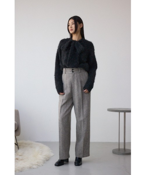 AZUL by moussy(アズールバイマウジー)の「ヘリンボーンワイドパンツ(スラックス・レディース・ブラック系その他/ブラウン系その他・SMALL/MEDIUM)」の4枚目の写真