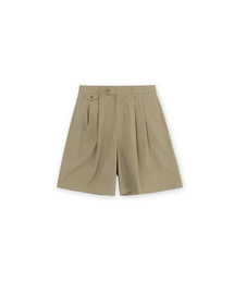 ウォッシュドハーフパンツ、ベージュ