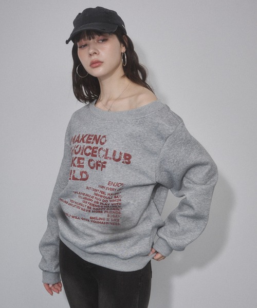 ENVYM（アンビー）の「オフショルプリントスウェットトップス（スウェット・レディース・グレー/ネイビー/ブラック・FREE）」の9枚目の写真