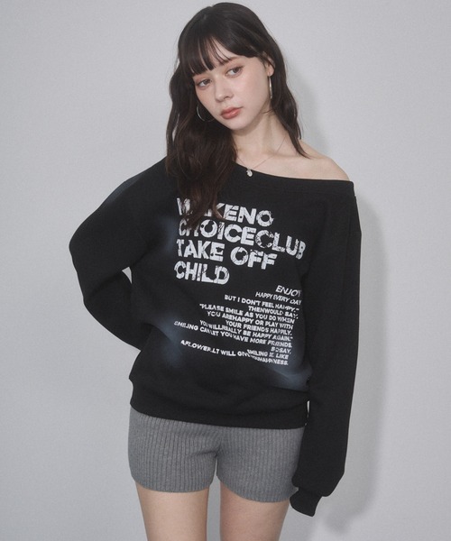 ENVYM（アンビー）の「オフショルプリントスウェットトップス（スウェット・レディース・グレー/ネイビー/ブラック・FREE）」の16枚目の写真