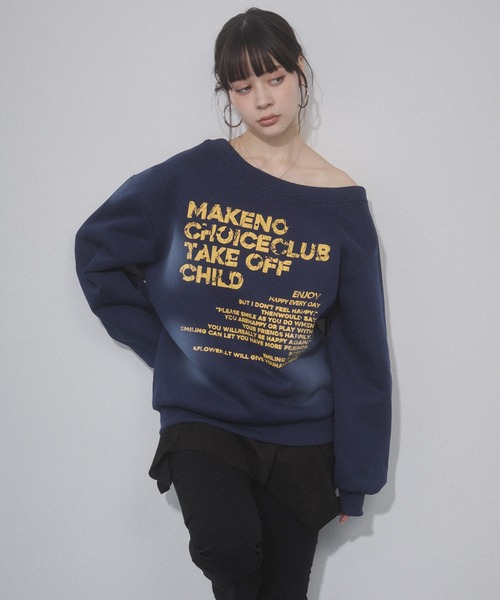 ENVYM（アンビー）の「オフショルプリントスウェットトップス（スウェット・レディース・グレー/ネイビー/ブラック・FREE）」の13枚目の写真