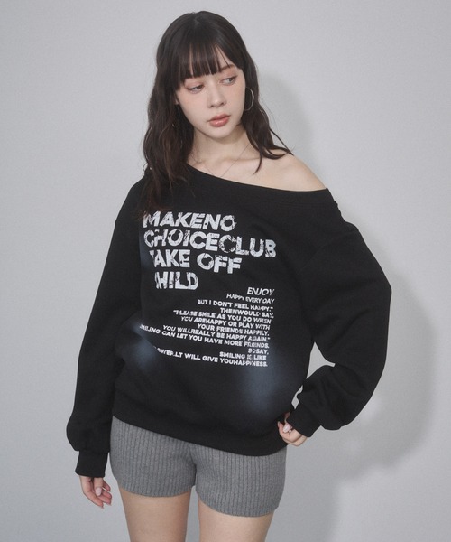 ENVYM（アンビー）の「オフショルプリントスウェットトップス（スウェット・レディース・グレー/ネイビー/ブラック・FREE）」の22枚目の写真