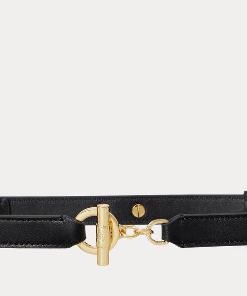【超希少】ラルフローレンRalph Laurenトグルベルト麻×真鍮 レザー トグル スキニー ベルト（ベルト）｜LAUREN RALPH LAUREN