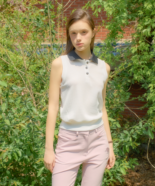 SALON DE YOHN（サロンドヨーン）の「Collar Sleeveless Top_ White（ポロシャツ・レディース・その他・SMALL/MEDIUM）」の3枚目の写真
