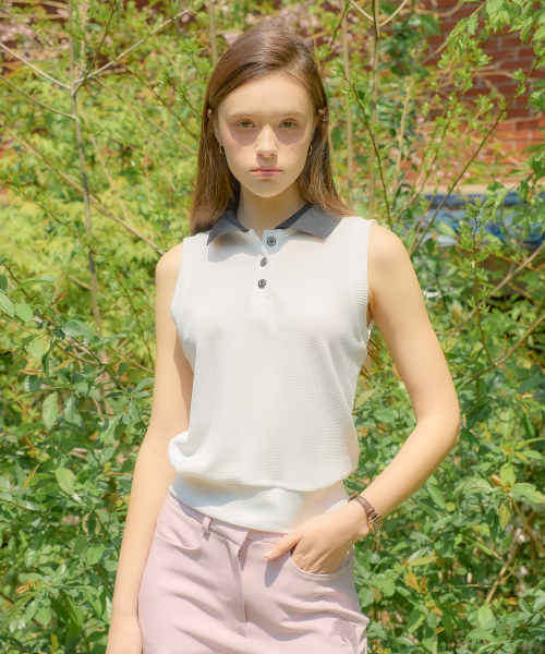 SALON DE YOHN（サロンドヨーン）の「Collar Sleeveless Top_ White（ポロシャツ・レディース・その他・SMALL/MEDIUM）」の5枚目の写真