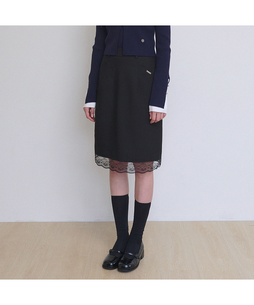 MICANE(ミケーネ)の「リビアレーストリミングミディスカート(スカート・レディース・チャコール/ブラック・XX-LARGE/X-SMALL/MEDIUM/LARGE/X-LARGE/SMALL)」の1枚目の写真