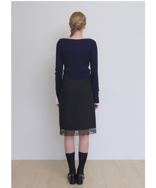 MICANE(ミケーネ)の「リビアレーストリミングミディスカート(スカート・レディース・チャコール/ブラック・XX-LARGE/X-SMALL/MEDIUM/LARGE/X-LARGE/SMALL)」の6枚目の写真