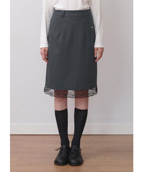 MICANE(ミケーネ)の「リビアレーストリミングミディスカート(スカート・レディース・チャコール/ブラック・XX-LARGE/X-SMALL/MEDIUM/LARGE/X-LARGE/SMALL)」の7枚目の写真
